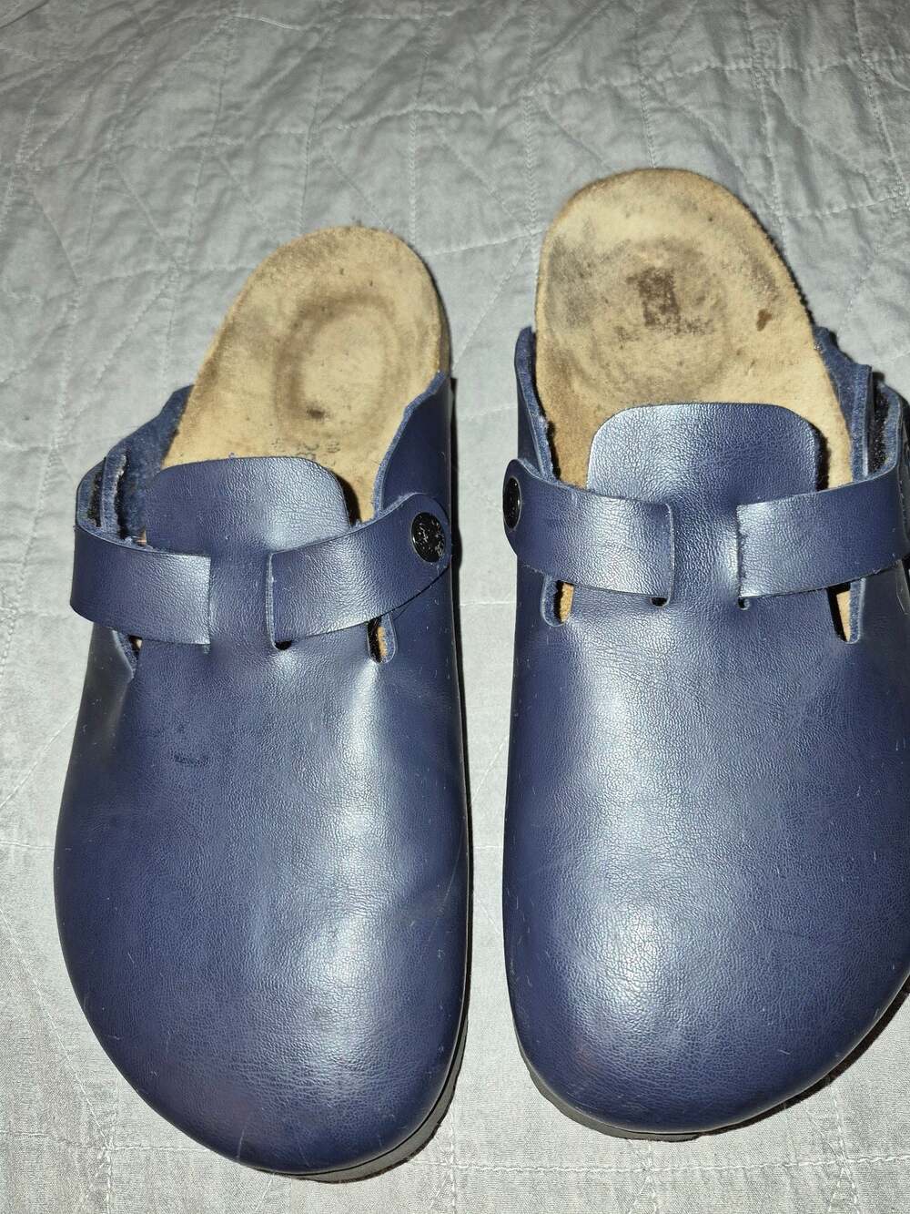 Birkenstock Birki's Blue Leather Slip-On Clogs Mules Size 40